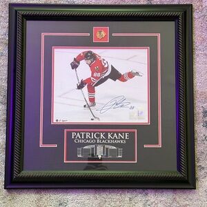 Framed 8x10 picture and autograph Patrick Kane.